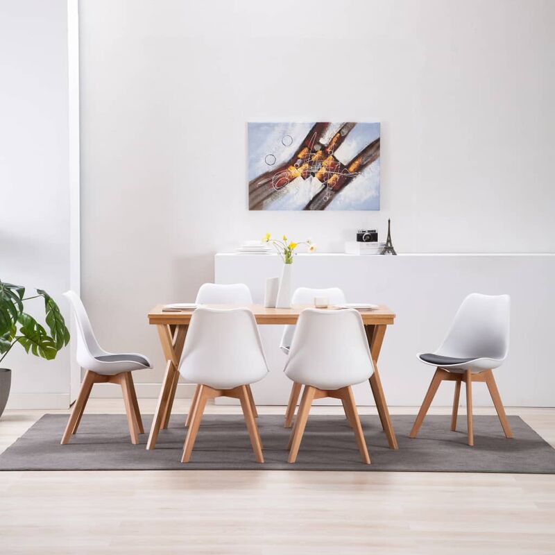 

Sillas de comedor 6 unidades cuero sintético blanco y negro