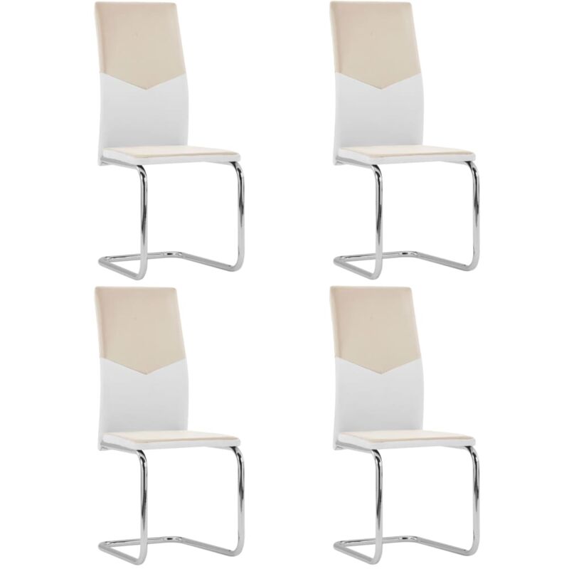 

vidaXL Sillas Voladizas de Comedor Cuero Sintético 4 Unidades Capuchino - Blanco