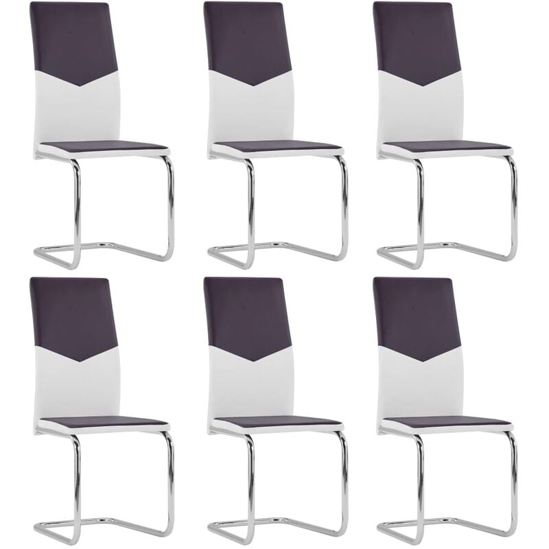 

vidaXL Sillas Voladizas de Comedor Cuero Sintético 6 Unidades Marrón - Marrón