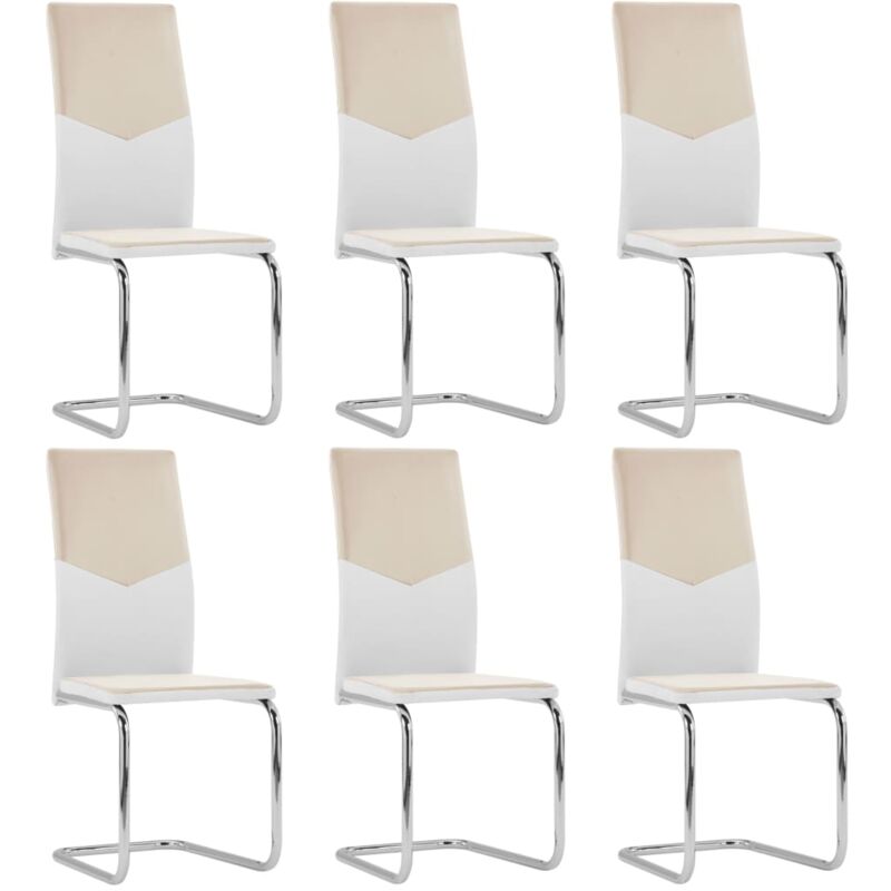 

Sillas Voladizas de Comedor Cuero Sintético 6 Unidades Capuchino - Blanco - Vidaxl