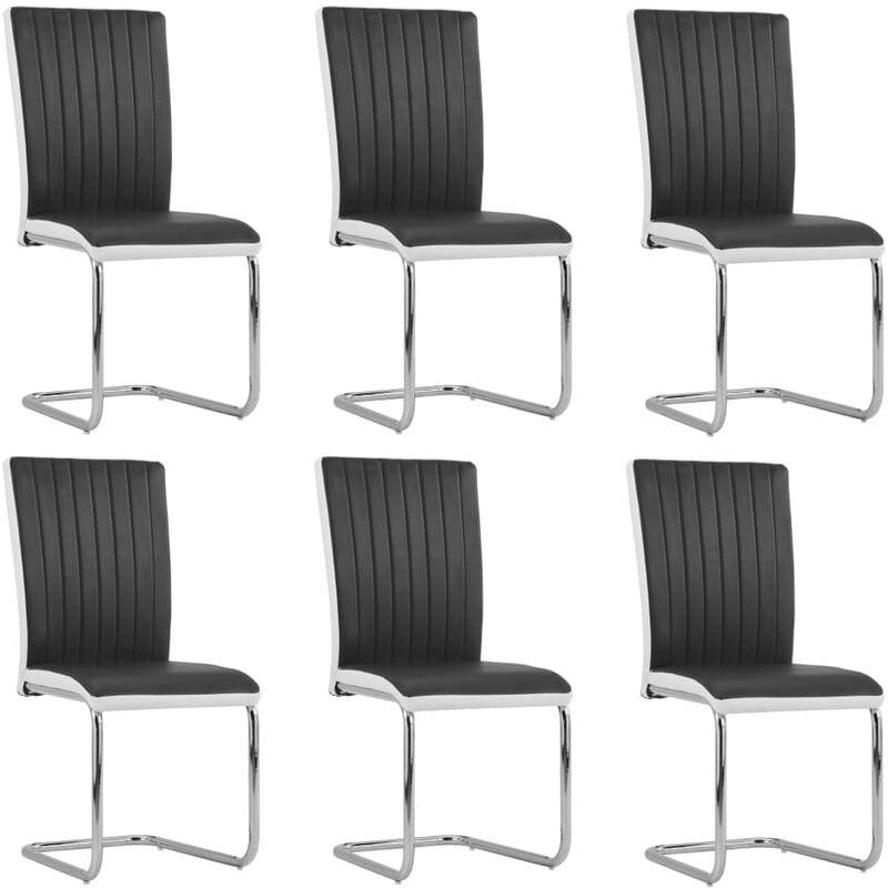 

vidaXL Sillas de Comedor Voladizas 6 Unidades Cuero Sintético Negro - Negro