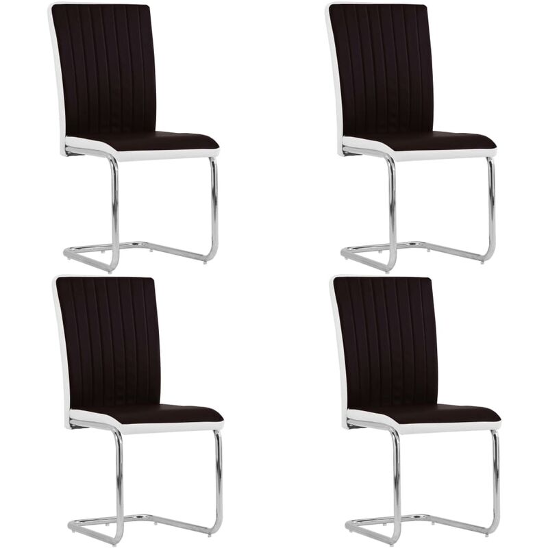 

vidaXL Sillas de Comedor Voladizas 4 Unidades Cuero Sintético Marrón - Marrón