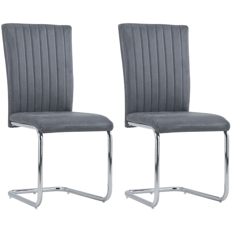 

vidaXL Sillas de Comedor Voladizas 2 Unidades Piel de Ante Artificial Gris - Gris