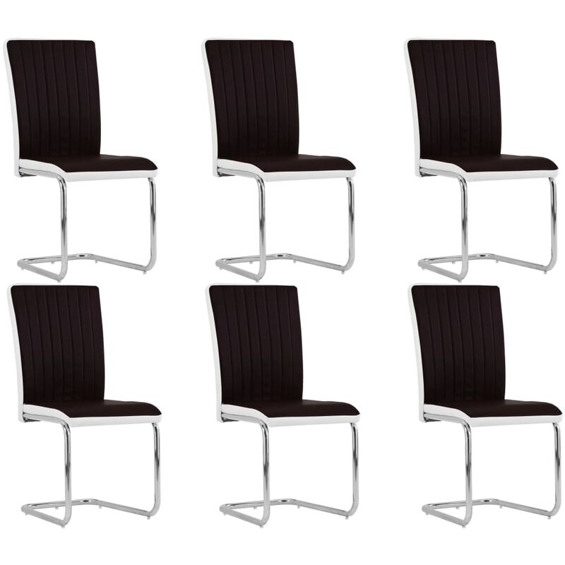 

vidaXL Sillas de Comedor Voladizas 6 Unidades Cuero Sintético Marrón - Marrón