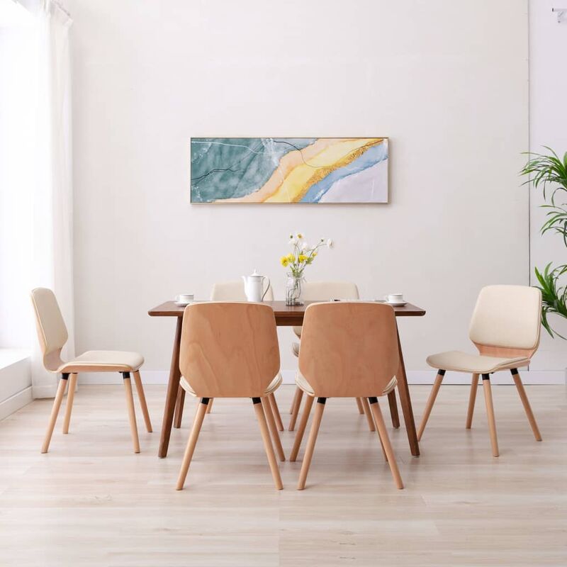 

Sillas de comedor 6 unidades cuero sintético color crema