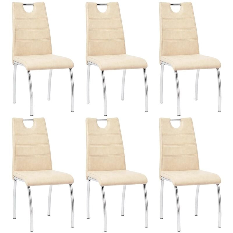 

Sillas de comedor 6 unidades cuero sintético color crema