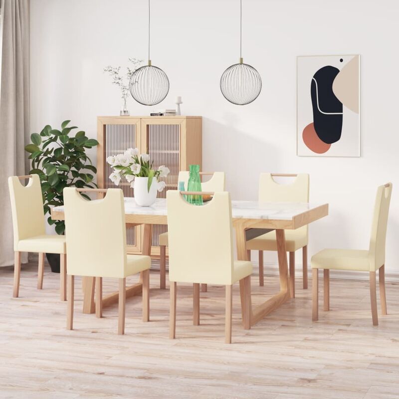 

Sillas de comedor 6 unidades cuero sintético color crema