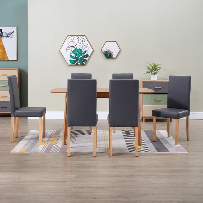 

Happyshopping - Sillas de comedor 6 unidades cuero sintetico gris