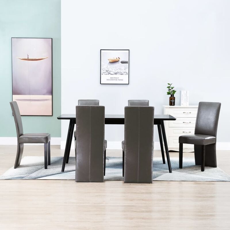 

Sillas de comedor 6 unidades cuero sintético gris