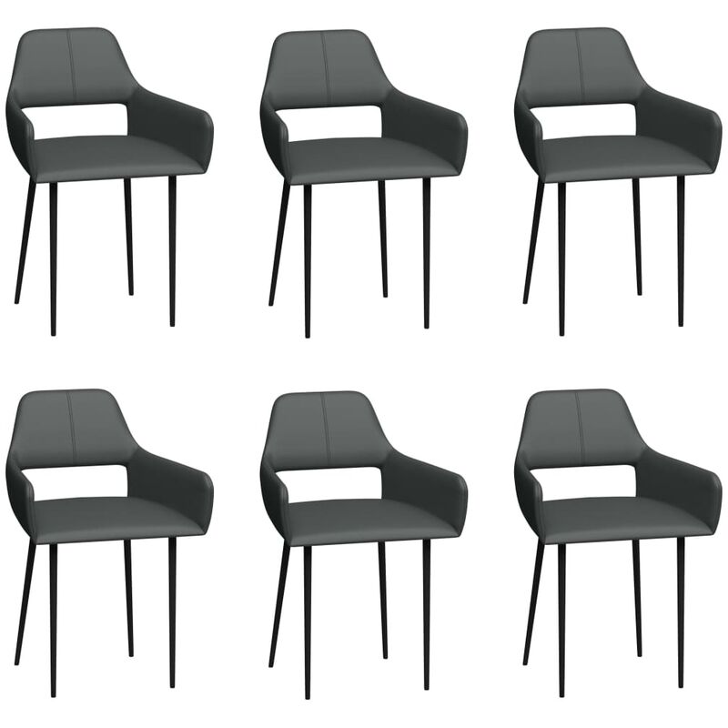 

Sillas de comedor 6 unidades cuero sintético gris