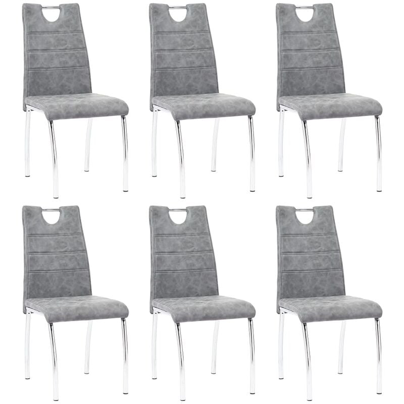 

Sillas de comedor 6 unidades cuero sintético gris