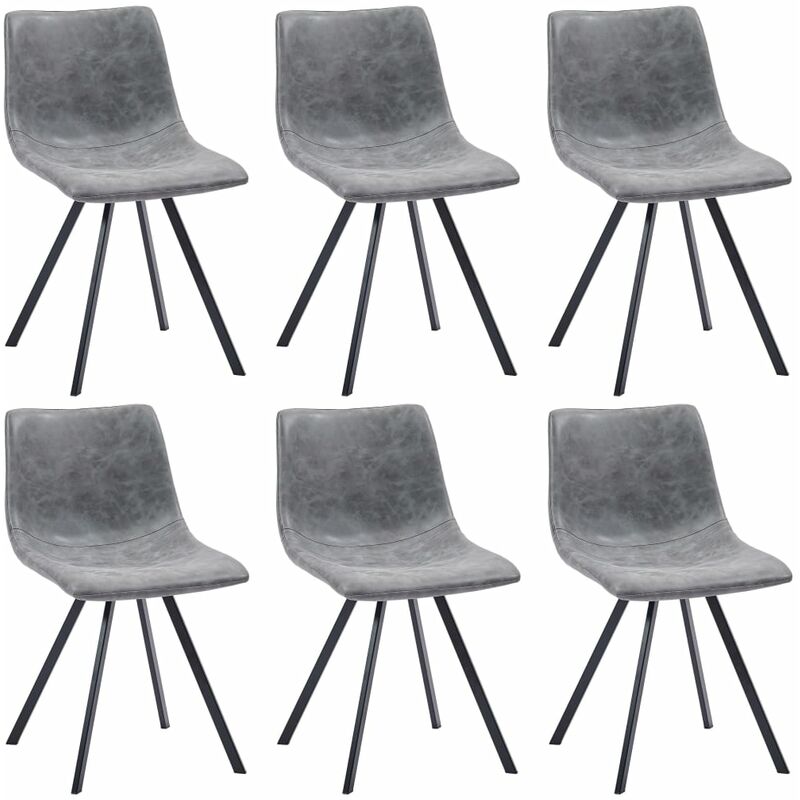 

Sillas de comedor 6 unidades cuero sintético gris