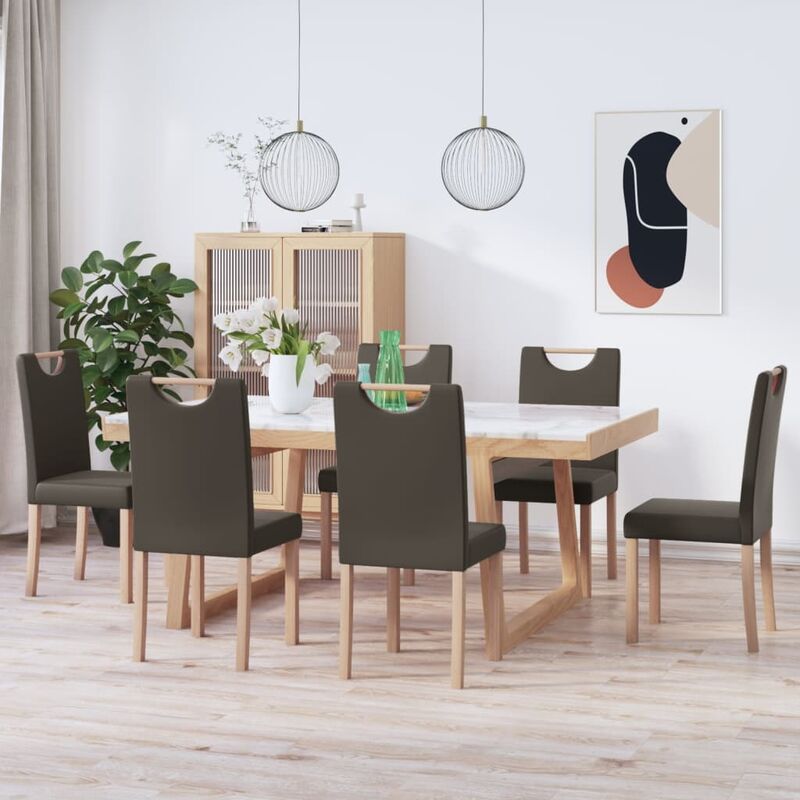 

Sillas de comedor 6 unidades cuero sintético gris
