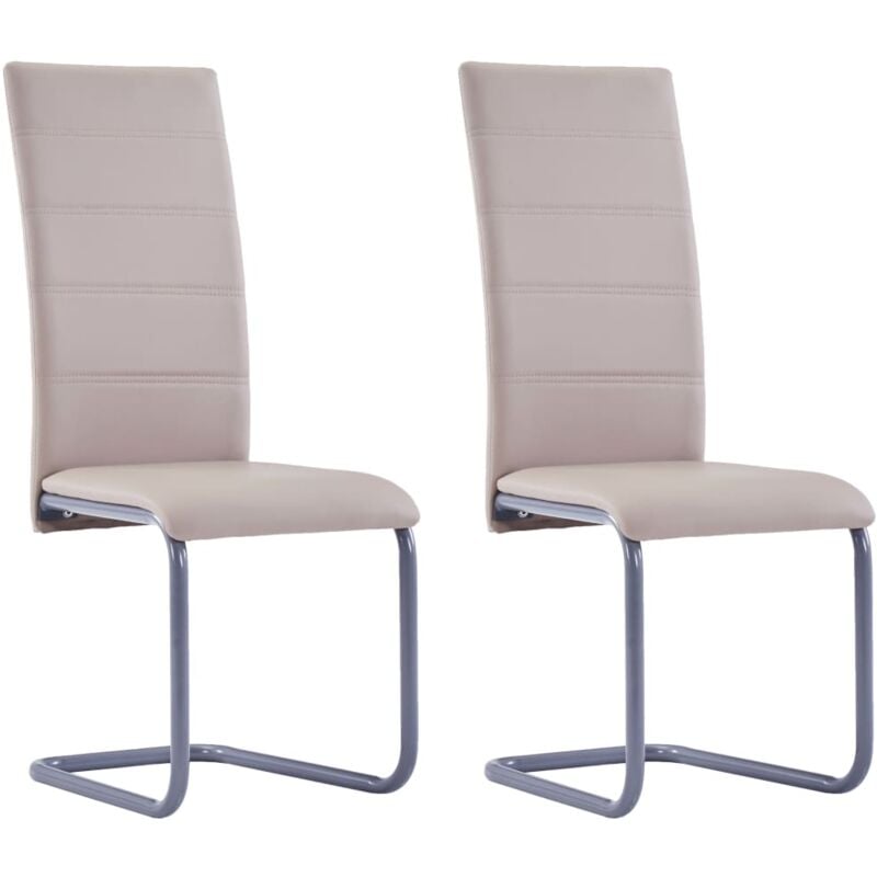 

vidaXL Sillas Voladizas de Comedor Cuero Sintético 2 Unidades Capuchino - Beige