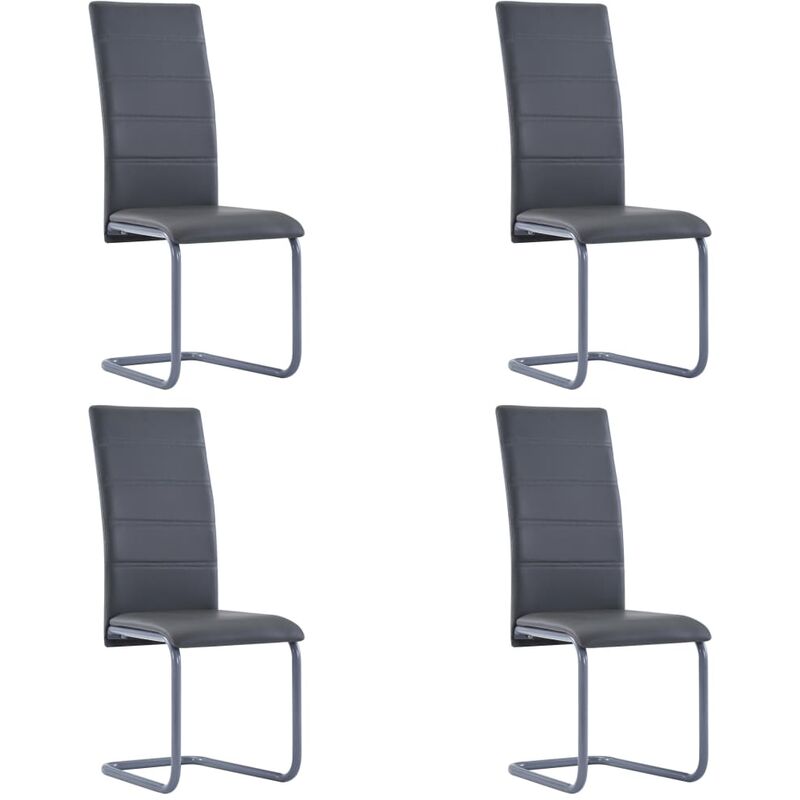 

vidaXL Sillas Voladizas de Comedor Cuero Sintético 4 Unidades Gris - Gris