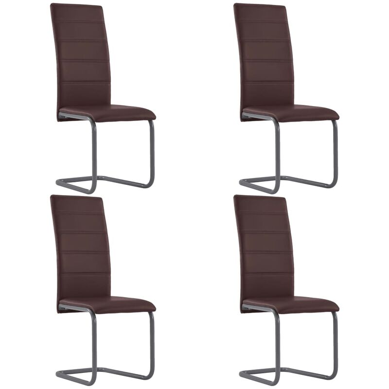 

vidaXL Sillas Voladizas de Comedor Cuero Sintético 4 Unidades Marrón - Marrón