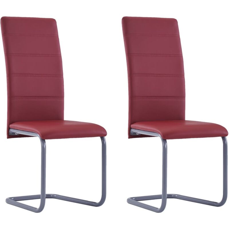 

vidaXL Sillas Voladizas de Comedor Cuero Sintético 2 Unidades Rojo - Rojo