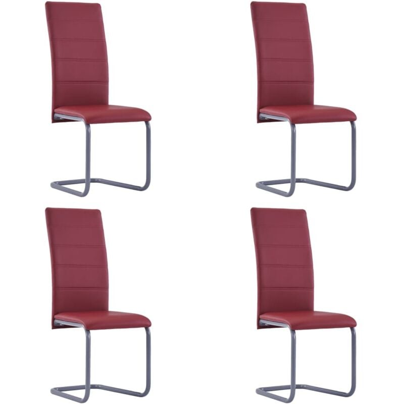 

Sillas Voladizas de Comedor Cuero Sintético 4 Unidades Rojo - Rojo - Vidaxl