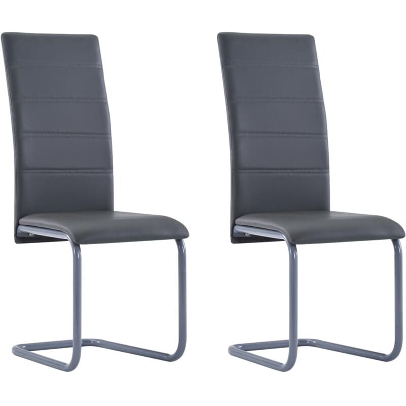 

vidaXL Sillas Voladizas de Comedor Cuero Sintético 2 Unidades Gris - Gris