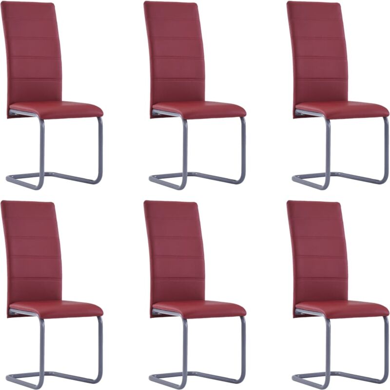 

Sillas Voladizas de Comedor Cuero Sintético 6 Unidades Rojo - Rojo - Vidaxl