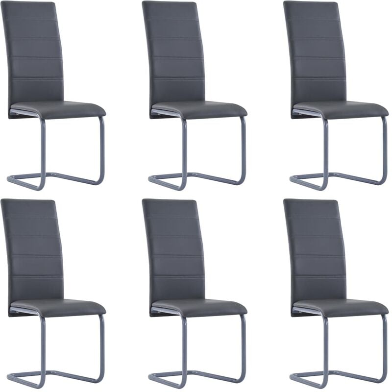 

Sillas Voladizas de Comedor Cuero Sintético 6 Unidades Gris - Gris - Vidaxl