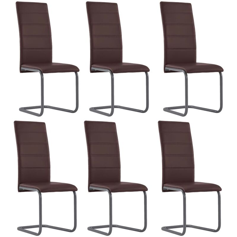

vidaXL Sillas Voladizas de Comedor Cuero Sintético 6 Unidades Marrón - Marrón