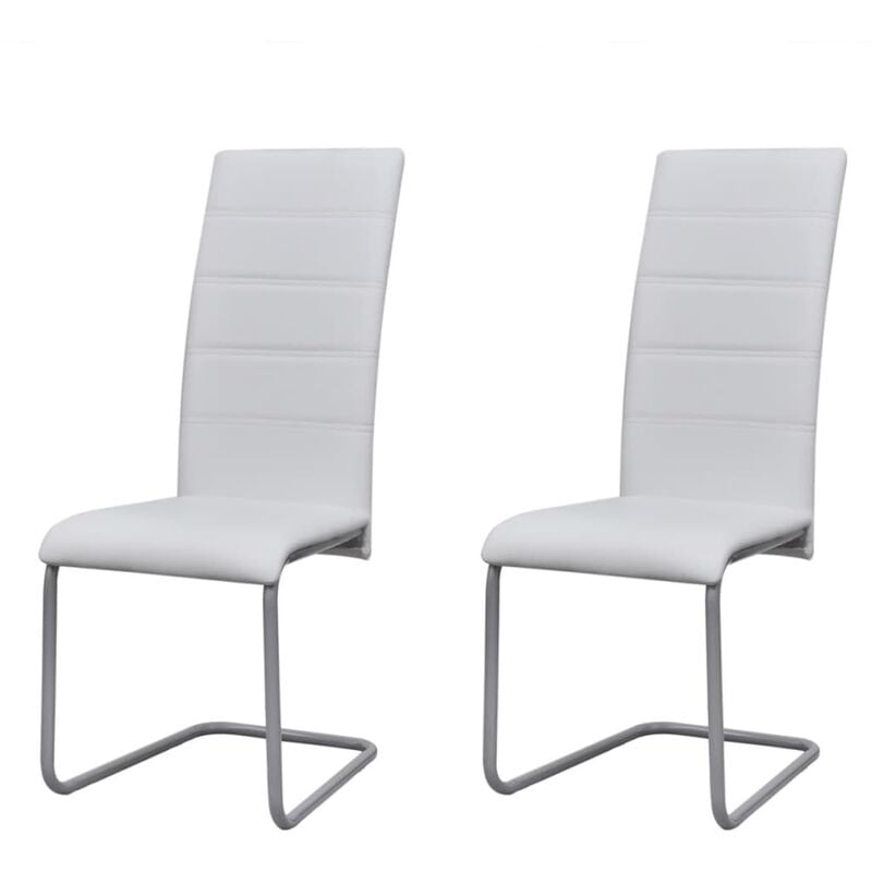 Sillas de comedor voladizas 2 unidades cuero sintético blanco Vidaxl Blanco