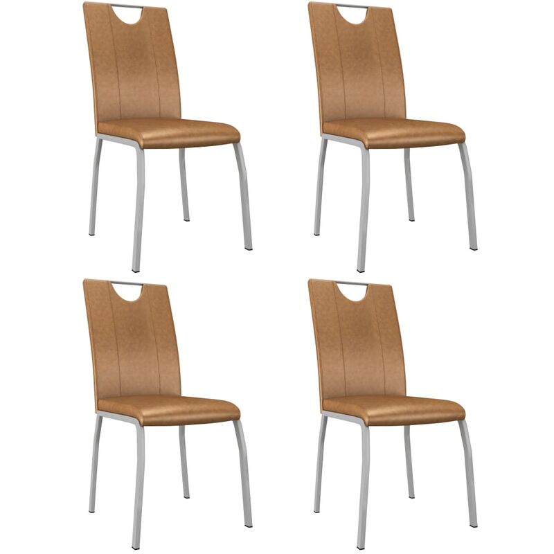 

vidaXL Sillas de Comedor Cuero Sintético 4 Unidades Marrón - Marrón
