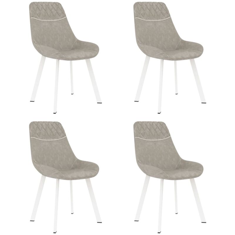 

vidaXL Sillas de Comedor Cuero Sintético 4 Unidades Gris Claro - Gris