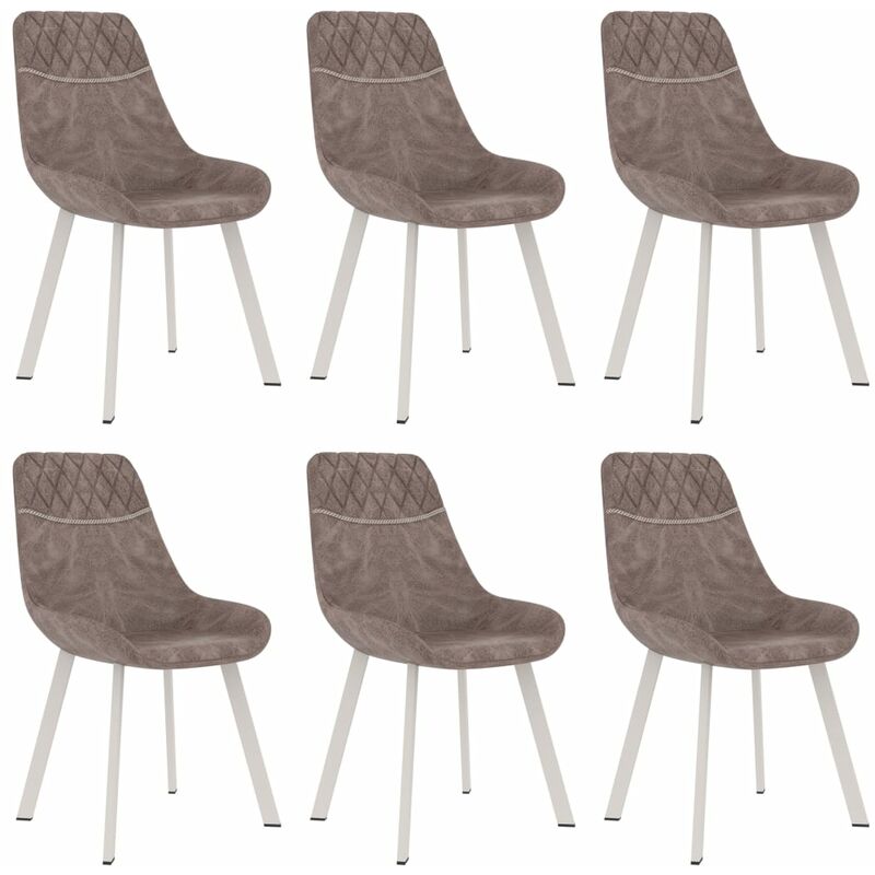 

vidaXL Sillas de Comedor Cuero Sintético 6 Unidades Marrón - Marrón