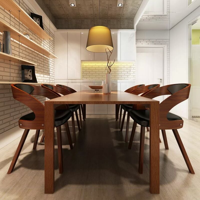 

Sillas de comedor 6 unidades cuero sintetico marron