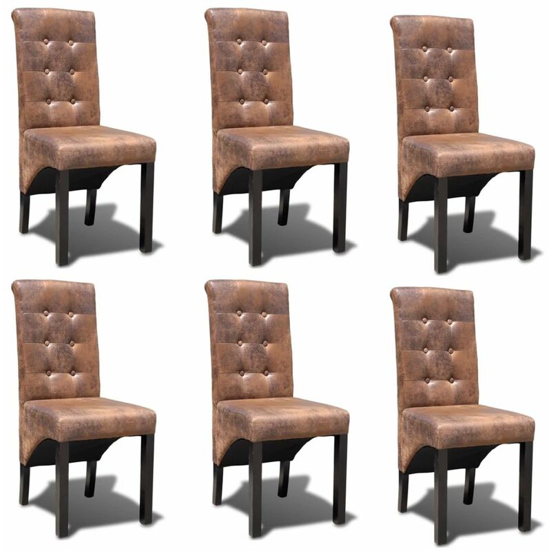 

Happyshopping - Sillas de comedor 6 unidades cuero sintetico marron