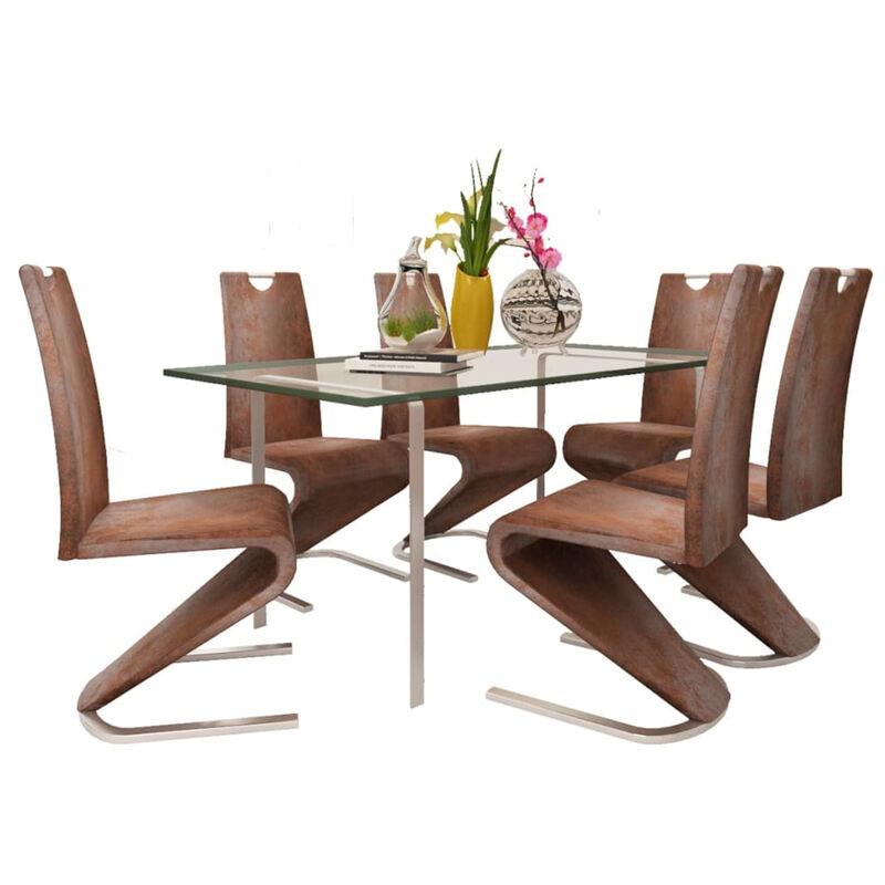 

Sillas de comedor 6 unidades cuero sintetico marron