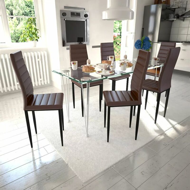 

Sillas de comedor 6 unidades cuero sintetico marron