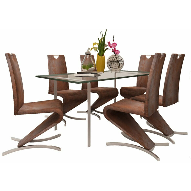 

Sillas de comedor 6 unidades cuero sintetico marron