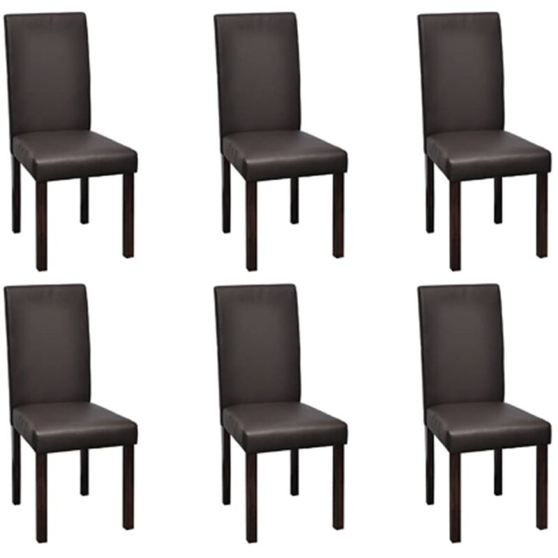 

Sillas de comedor 6 unidades cuero sintético marrón