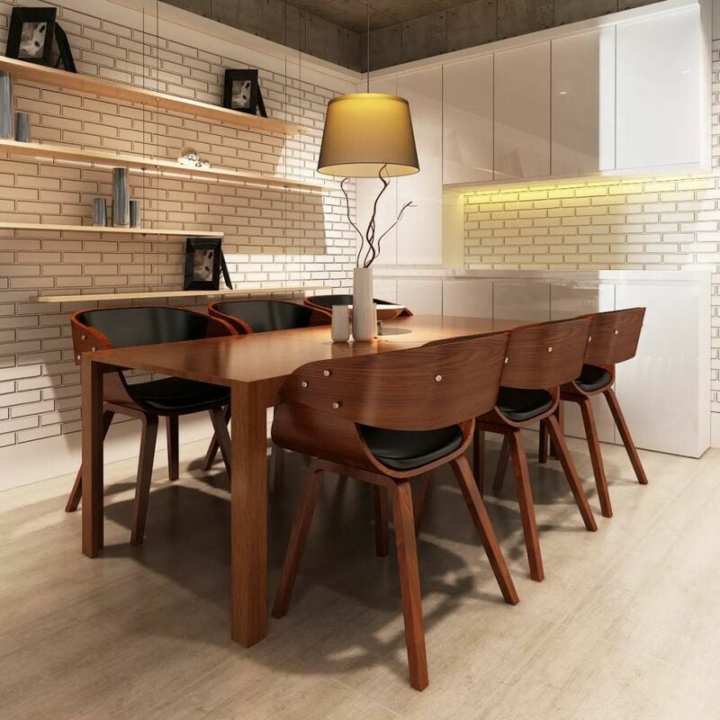 

Sillas de comedor 6 unidades cuero sintético marrón