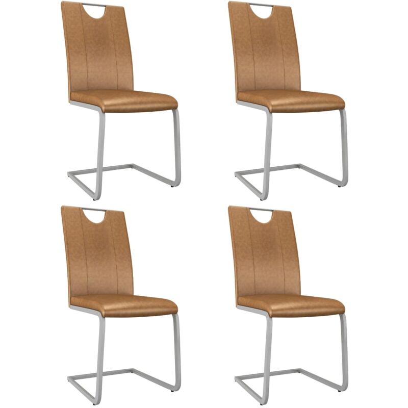 

vidaXL Sillas de Comedor Cuero Sintético 4 Unidades Marrón - Marrón