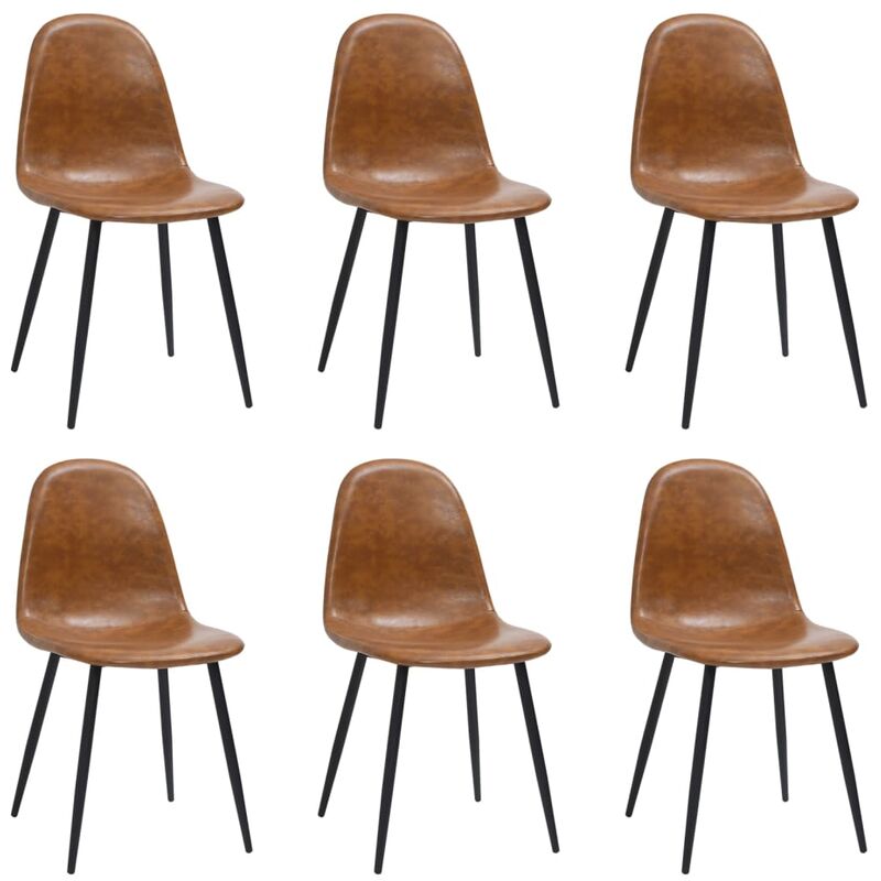 

Sillas de comedor 6 unidades cuero sintético marrón brillante