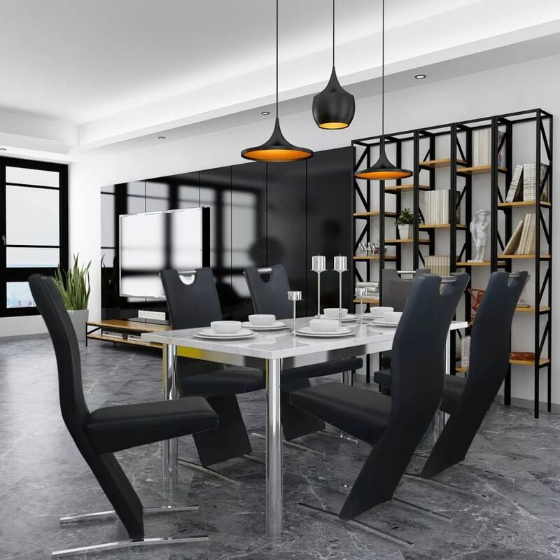 

Happyshopping - Sillas de comedor 6 unidades cuero sintetico negro