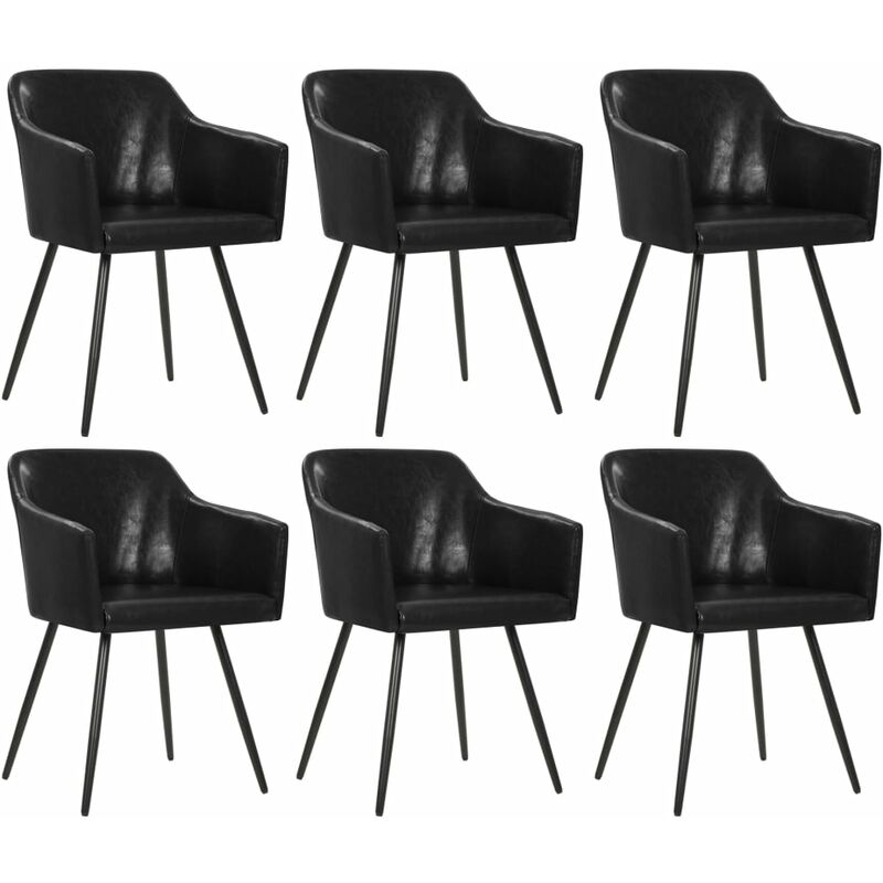 

BHD - Sillas de comedor 6 unidades cuero sintético negro