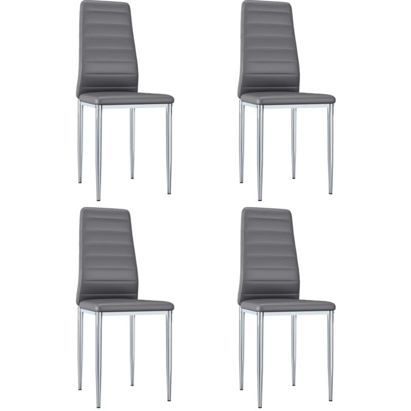 

vidaXL Sillas de Comedor Cuero Sintético 4 Unidades Gris - Gris