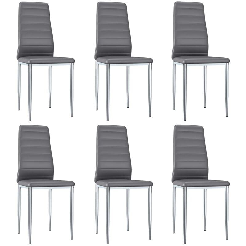

vidaXL Sillas de Comedor Cuero Sintético 6 Unidades Gris - Gris