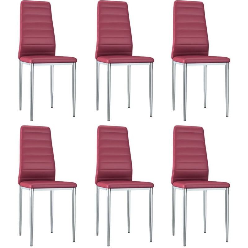 

vidaXL Sillas de Comedor Cuero Sintético 6 Unidades Rojo - Rojo