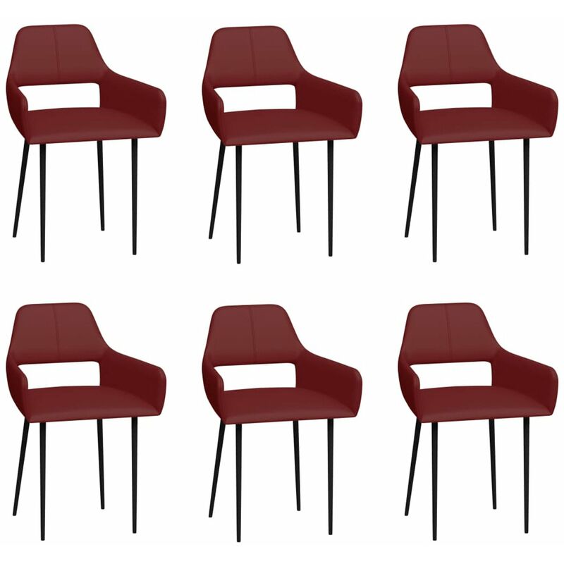 

Happyshopping - Sillas de comedor 6 unidades cuero sintetico rojo vino tinto