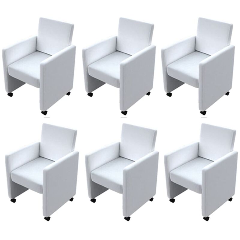 

Sillas de comedor 6 unidades cuero sintético blanco - Blanco