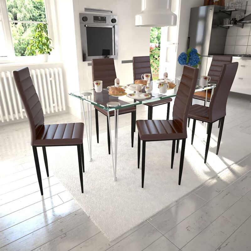 

Sillas de comedor 6 unidades cuero sintético marrón - Marrón