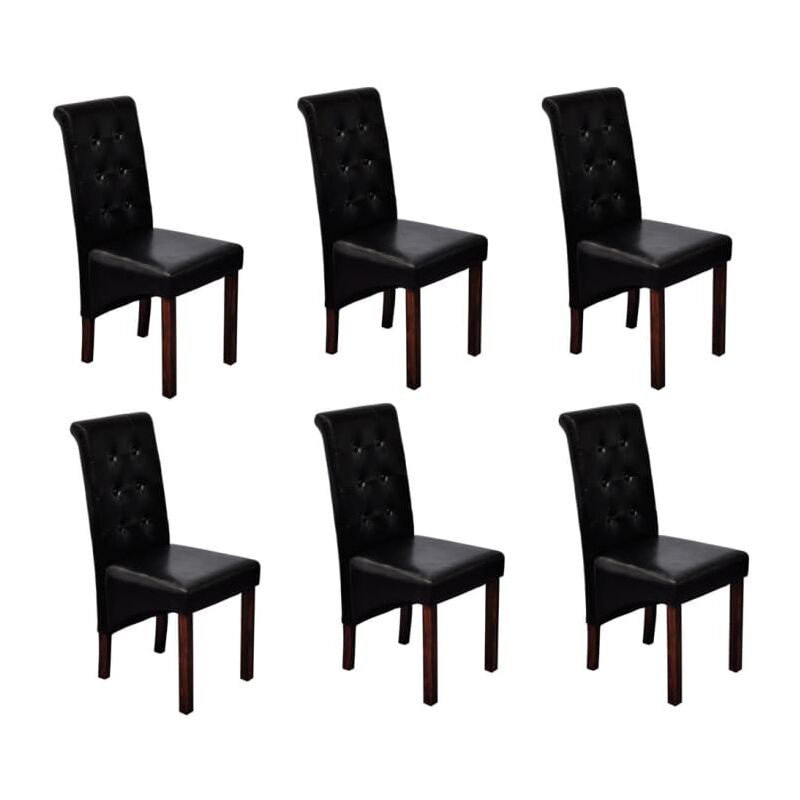 

Sillas de comedor 6 unidades cuero sintético negro - Negro