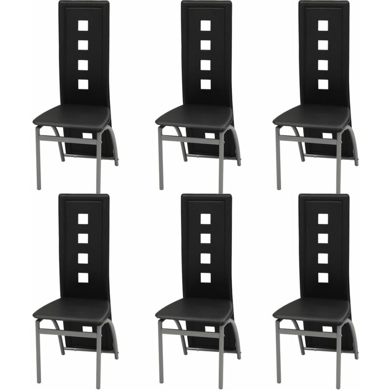 

Sillas de comedor 6 unidades cuero sintético negro - Negro