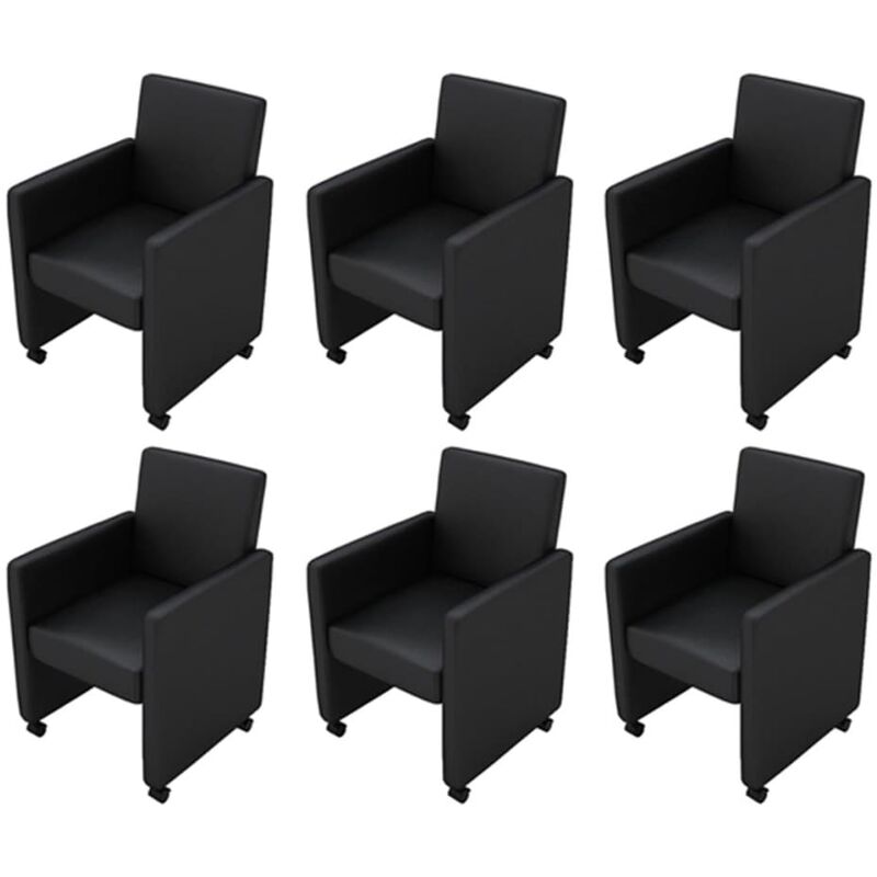 

Sillas de comedor 6 unidades cuero sintético negro - Negro